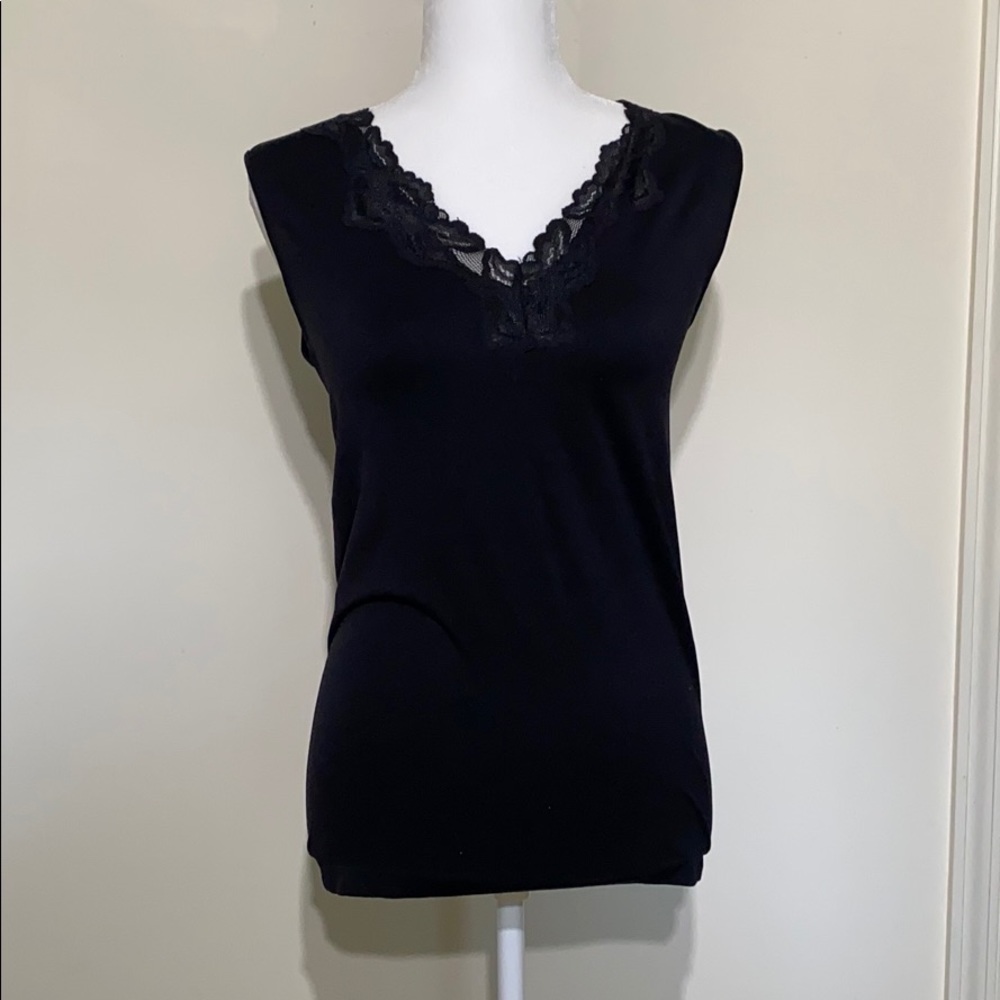 Merona Black Spandex v-neck tank with lace.